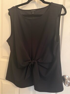 Anne Taylor Black Sleeveless Tie-Front Top